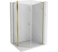 Mexen Mist L cabina de ducha pentagonal asimétrica abatible 80 x 90 cm, transparente, dorada - 8A8L-080-090-50-00 77589 5905315664129
