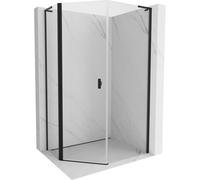 Mexen Mist L cabina de ducha pentagonal asimétrica abatible 80 x 90 cm, transparente, negra - 8A8L-080-090-70-00 77924 5905315664396