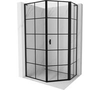 Mexen Mist L cabina de ducha pentagonal asimétrica abatible derecha 80 x 90 cm, rejilla negra, negro - 8A8L-080-090-70-77-P 77995 5905315664754