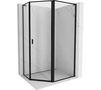 Mexen Mist L cabina de ducha pentagonal asimétrica abatible derecha 90 x 80 cm, marco negro, negro - 8A8L-090-080-70-70-P 77960 5905315664556