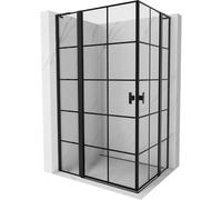 Mexen Mist L Duo cabina de ducha abatible 100 x 90 cm, rejilla negra, negro - 8A4L-100L-090P-70-77 72016 5905315607287