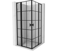 Mexen Mist L Duo cabina de ducha abatible 120 x 120 cm, rejilla negra, negro - 8A4L-120L-120P-70-77 72075 5905315607539