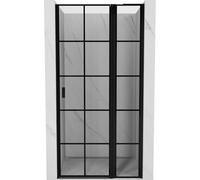 Mexen Mist L puerta de ducha abatible derecha 100 cm, rejilla negra, negro - 8A4L-100-000-70-77-P 72366 5905315589941