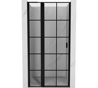 Mexen Mist L puerta de ducha batiente izquierda 90 cm, cuadrícula negra, negro - 8A4L-090-000-70-77-L 72357 5905315589811