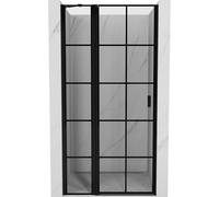 Mexen Mist puerta de ducha abatible izquierda 95 cm, rejilla negra, negro - 8A4-095-000-70-77-L 72123 5905315588838