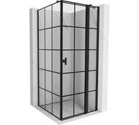 Mexen Mist T cabina de ducha abatible derecha 120 x 120 cm, cuadrícula negra, negro - 8A4T-120-120-70-77-P 71712 5905315600776