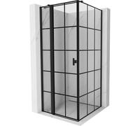 Mexen Mist T cabina de ducha abatible izquierda 120 x 120 cm, rejilla negra, negro - 8A4T-120-120-70-77-L 71476 5905315599667