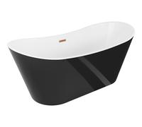 Mexen Montana bañera exenta 180 x 80 cm, blanca/negra, rebosadero cobre cepillado - 52011808075-65 45705 5905315378866