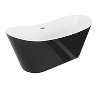 Mexen Montana bañera exenta 180 x 90 cm, blanca/negra, desbordamiento níquel cepillado - 52011809075-97 45741 5905315379108