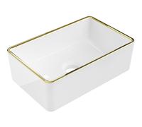 Mexen Nadia lavabo sobre encimera 36 x 23 cm, blanco/oro borde - 21613605 21924 5907709157330