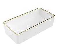 Mexen Nadia lavabo sobre encimera 46 x 23 cm, blanco/dorado borde - 21614605 21926 5907709157354