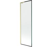 Mexen Next L mampara de bañera 1 hoja 60 x 150 cm, marco negro, dorado cepillado - 895-060-000-03-70-55 52615 5905315320117