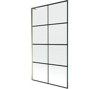 Mexen Next L mampara de bañera de 1 hoja 100 x 150 cm, rejilla negra, dorado - 895-100-000-03-77-50 52783 5905315320698