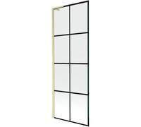 Mexen Next L mampara de bañera de 1 hoja 70 x 150 cm, rejilla negra, dorado cepillado - 895-070-000-03-77-55 52786 5905315320728
