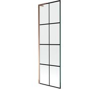 Mexen Next L mampara de baño de 1 hoja 60 x 150 cm, rejilla negra, oro rosa - 895-060-000-03-77-60 52791 5905315320773