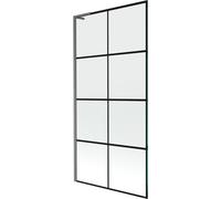 Mexen Next L mampara de baño de 1 hoja 90 x 150 cm, rejilla negra, gris plomo cepillado - 895-090-000-03-77-66 52806 5905315320926