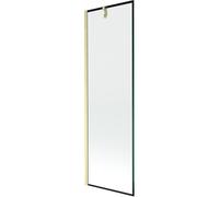 Mexen Next mampara de bañera de 1 hoja 60 x 150 cm, marco negro, dorado cepillado - 895-060-000-00-70-55 47293 5905315316936