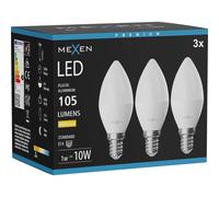 Mexen Nova 3x Bombilla LED E14, C37, 1W, Cálida - 3000K, 105 lm - L102-E14-0130-01x03 95581 5907931014586
