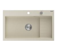 Mexen Omar fregadero de granito de 1 compartimento 800 x 480 mm, beige, sifón cromado - 6520801005-69 29317 5905315070906