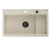 Mexen Omar fregadero de granito de 1 seno 800 x 480 mm, beige, sifón negro - 6520801005-69-B 31154 5905315236548