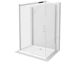 Mexen Omega-3S cabina de ducha 3 paredes, corredera 100x80 cm, transparente, cromo + plato de ducha Flat 15644 5905315005823