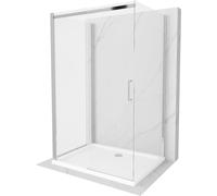 Mexen Omega-3S cabina de ducha de 3 lados, corredera 120x100 cm, transparente, cromo + plato de ducha Flat 15652 5905315011169