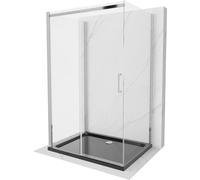 Mexen Omega-3S cabina de ducha de 3 lados, corredera 130x80 cm, transparente, cromo + bañera Flat - 825-130-080-01-00-3s-4070 15669 5905315011282