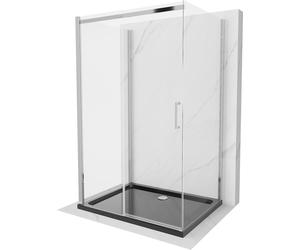 Mexen Omega-3S cabina de ducha de 3 lados, corredera 130x80 cm, transparente, cromo + bañera Flat - 825-130-080-01-00-3s-4070 15669 5905315011282