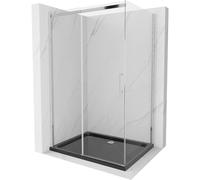 Mexen Omega cabina de ducha corredera 100 x 80 cm, transparente, cromo + plato de ducha Flat, negro - 825-100-080-01-00-4070 13510 5907709166363