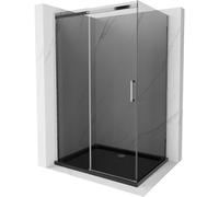 Mexen Omega cabina de ducha corredera 120 x 90 cm, grafito, cromo + plato de ducha plano, negro - 825-120-090-01-40-4070 13526 5907709166516