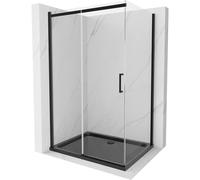 Mexen Omega cabina de ducha corredera 120 x 90 cm, transparente, negra + plato de ducha Flat, negro - 825-120-090-70-00-4070B 13522 5907709166479