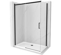 Mexen Omega cabina de ducha corredera 130 x 70 cm, transparente, negra + plato de ducha Flat, blanco - 825-130-070-70-00-4010B 13559 5907709167445