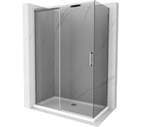 Mexen Omega cabina de ducha deslizante 140 x 80 cm, grafito, cromo + plato de ducha Flat, blanco - 825-140-080-01-40-4010 13544 5907709167674