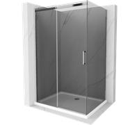 Mexen Omega cabina de ducha deslizante de 100 x 80 cm, grafito, cromo + bandeja Flat, blanco - 825-100-080-01-40-4010 13528 5907709167520