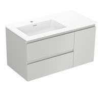Mexen Orio mueble de baño de 90 cm con lavabo Otis izquierdo, 2S, 1D, gris mate/blanco mate - 91A13-09047-3-BBFFF62-W18L01 85905 5905315775313