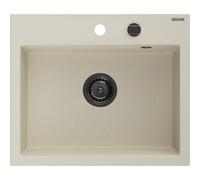 Mexen Oscar fregadero de granito de 1 cubeta 580 x 490 mm, beige, sifón negro - 6519581000-69-B 29297 5905315236470