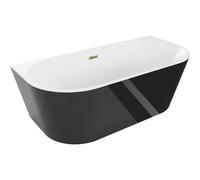 Mexen Oval bañera exenta adosada 140 x 75 cm, blanca/negra, rebosadero dorado - 52671407575-50 46088 5905315381439
