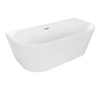 Mexen Oval bañera exenta adosada 150 x 75 cm, blanca, rebosadero dorado cepillado - 52671507500-55 46101 5905315381545