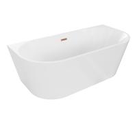 Mexen Oval bañera exenta adosada 160 x 80 cm, blanca, rebosadero cobre cepillado - 52671608000-65 46123 5905315381767