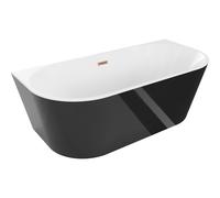 Mexen Oval bañera exenta adosada 170 x 80 cm, blanca/negra, rebosadero cobre cepillado - 52671708075-65 46153 5905315382061