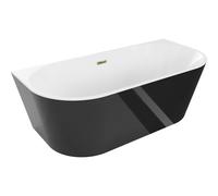 Mexen Oval bañera exenta adosada 180 x 80 cm, blanca/negra, rebosadero dorado - 52671808075-50 46170 5905315382238