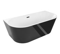 Mexen Oval bañera exenta adosada 180 x 80 cm, blanca/negra, rebosadero negro - 52671808075-70 46175 5905315382283