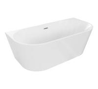 Mexen Oval bañera independiente adosada 140 x 75 cm, blanca, desbordamiento níquel cepillado - 52671407500-97 46064 5905315381408