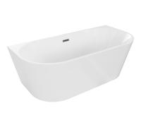 Mexen Oval bañera independiente adosada 150 x 75 cm, blanca, rebosadero gris pistola cepillado - 52671507500-66 46104 5905315381576