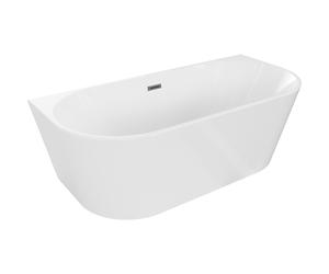 Mexen Oval bañera independiente adosada 150 x 75 cm, blanca, rebosadero gris pistola cepillado - 52671507500-66 46104 5905315381576