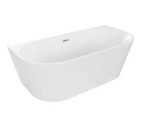 Mexen Oval bañera independiente contra la pared 140 x 75 cm, blanca, rebosadero cromado - 52671407500-01 46052 5905315381316