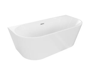 Mexen Oval bañera independiente contra la pared 140 x 75 cm, blanca, rebosadero cromado - 52671407500-01 46052 5905315381316