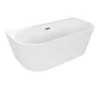 Mexen Oval+ bañera independiente de pared 170 x 80 cm, blanca, desbordamiento gun gray cepillado - 52681708000-66 53161 5905315399519