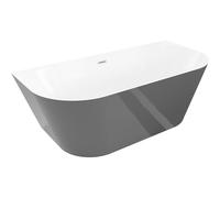 Mexen Oval Slim bañera exenta adosada 170 x 80 cm, blanca/gris, rebosadero níquel cepillado - 52661708062-97 76239 5905315621665
