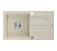 Mexen Pablo fregadero de granito de 1 compartimento con escurridor 752 x 436 mm, beige, sifón cromado - 6510751010-69 3487 5907709194410